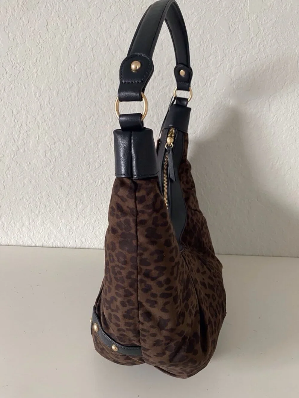 Juicy Couture Retro Glam Hobo Coho Handbag in Chocolate Leopard Animal Print NEW